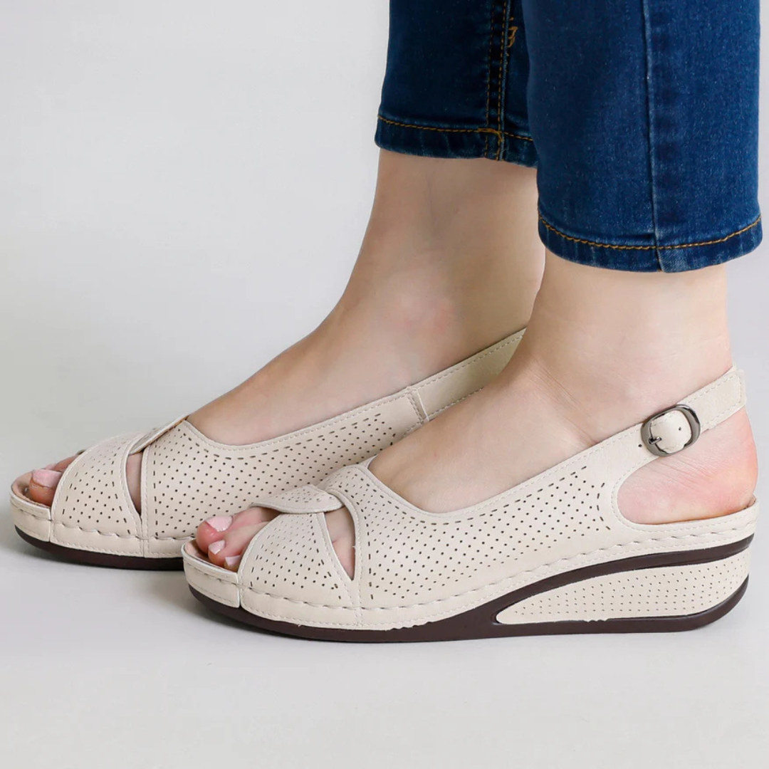 Sandalias Ligeras en Cuero con Suela Ergonómica para Mujer