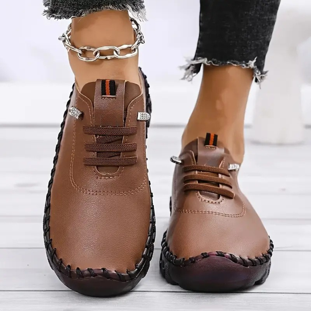 Zapatos planos con cordones, suela antideslizante suaves para mujer