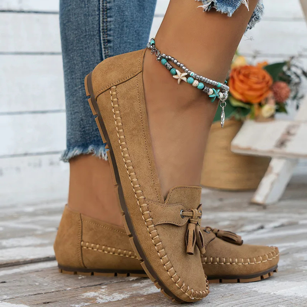 Suaves y cómodos mocasines de mujer estilo vintage con lazo
