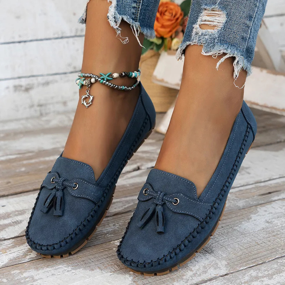 Suaves y cómodos mocasines de mujer estilo vintage con lazo