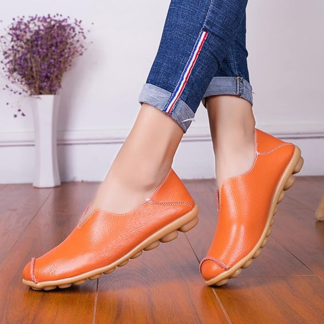 Zapatillas Ortopédicas de Cuero sin Cordones para Mujer