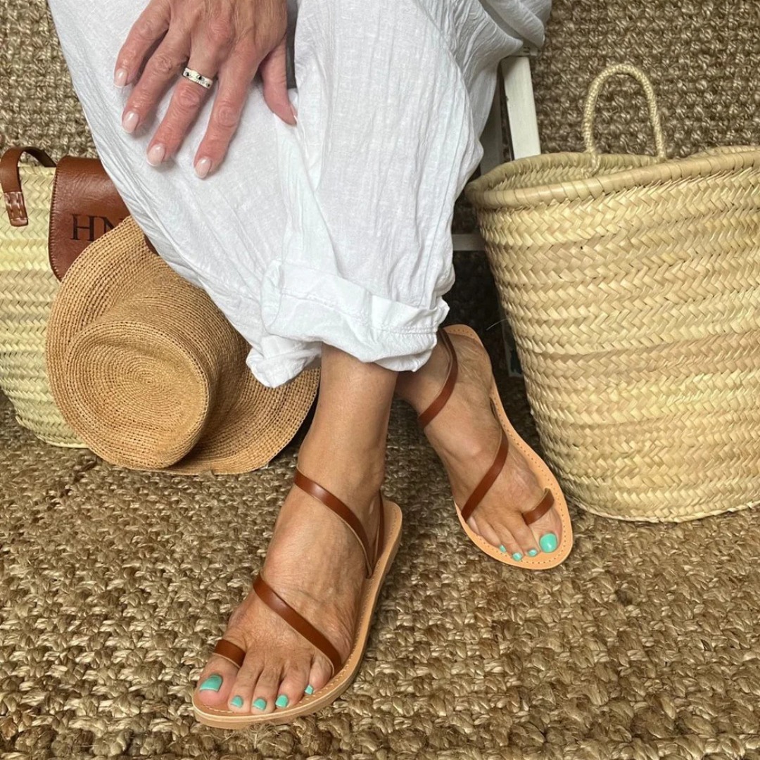 Sandalias Bajas sin Broche de Tiras Finas para Mujer