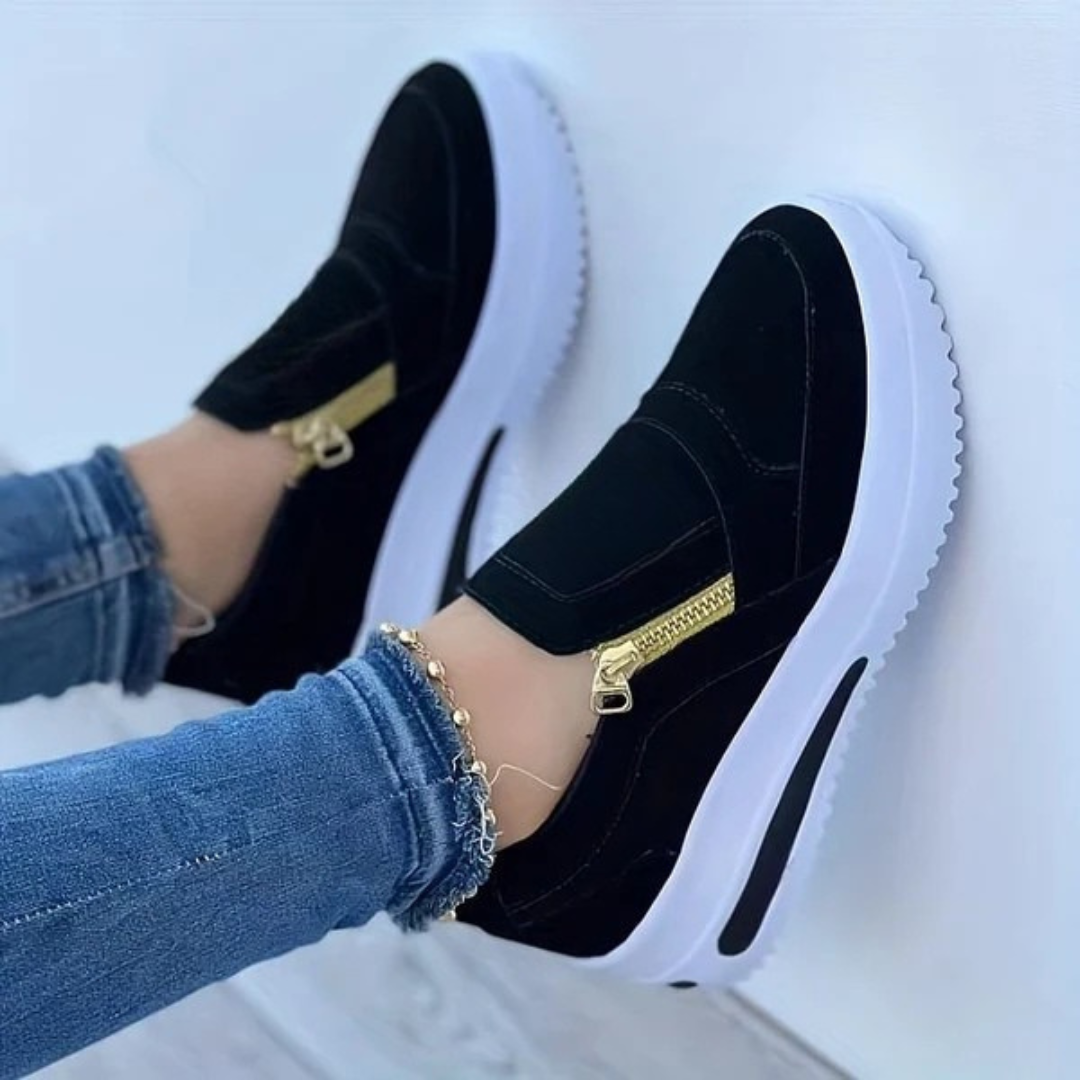 Zapatillas de mujer ligeras y cómodas con cremallera lateral