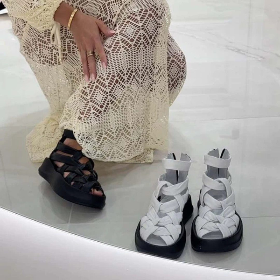 Sandalias de plataforma tejidas con suela suave