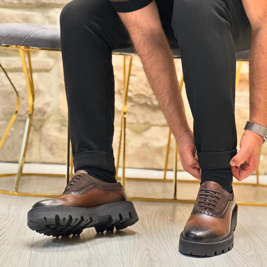 Zapatos casuales clásicos de cuero genuino y ante para hombre®