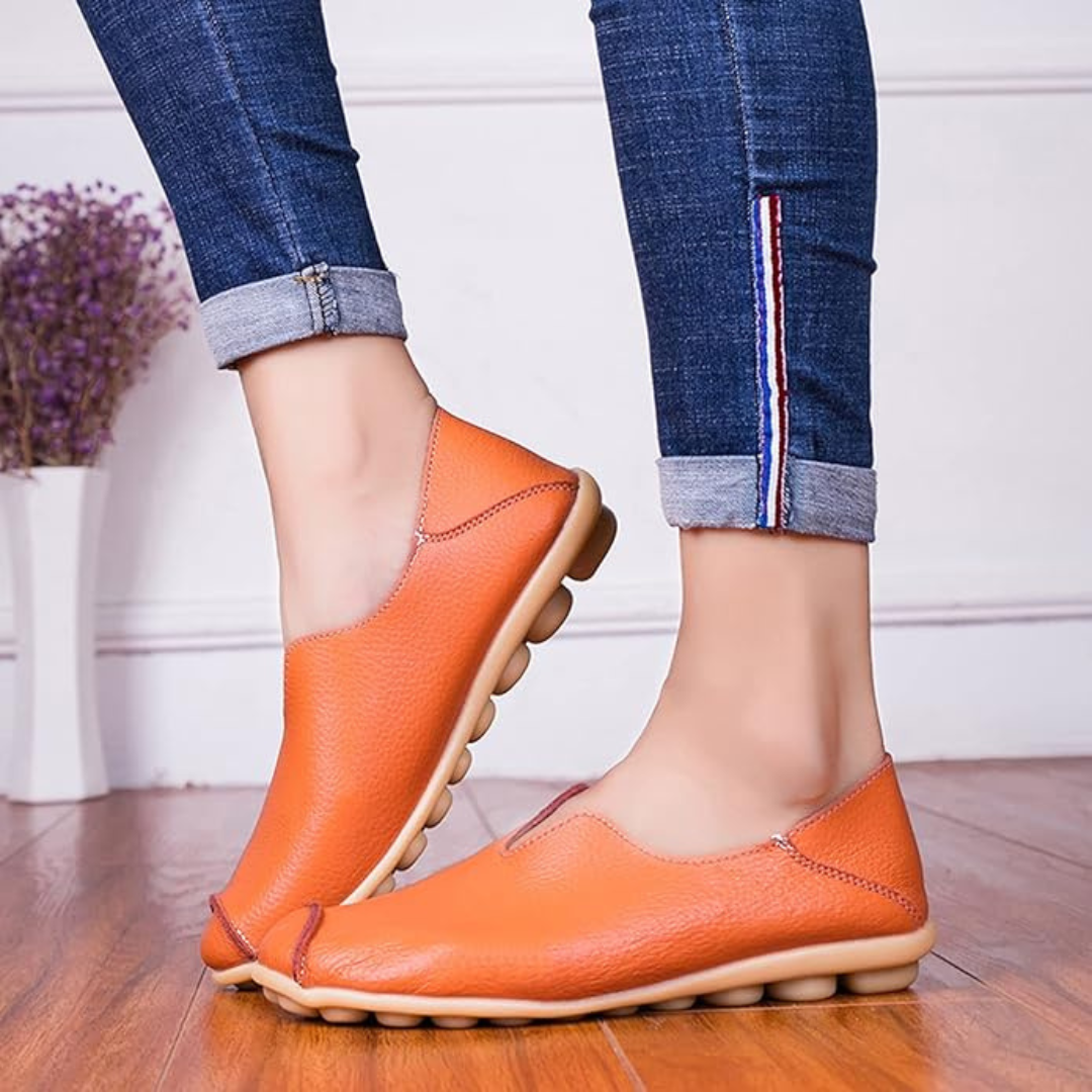 Zapatillas Ortopédicas de Cuero sin Cordones para Mujer