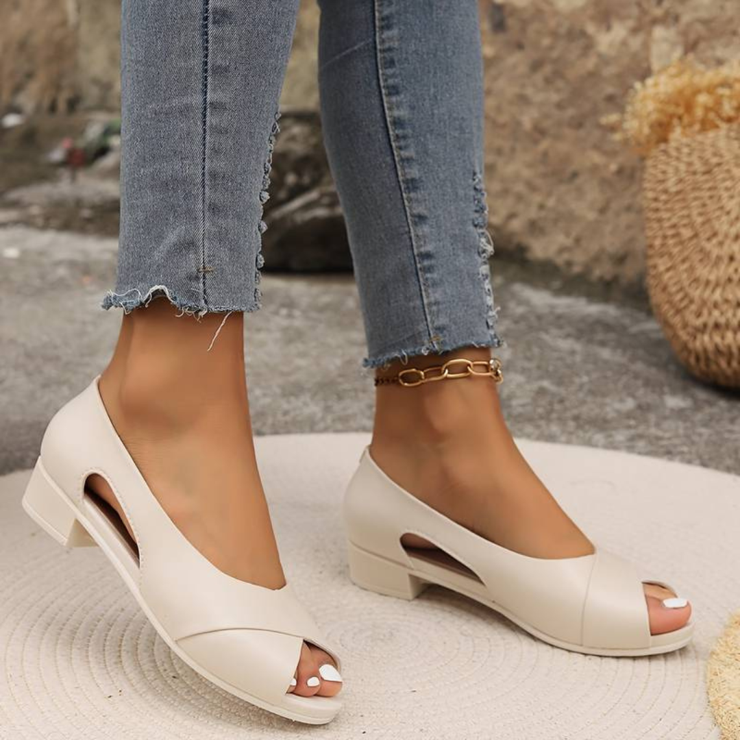 Sandalias de tacón bajo con suela ortopédica para mujer