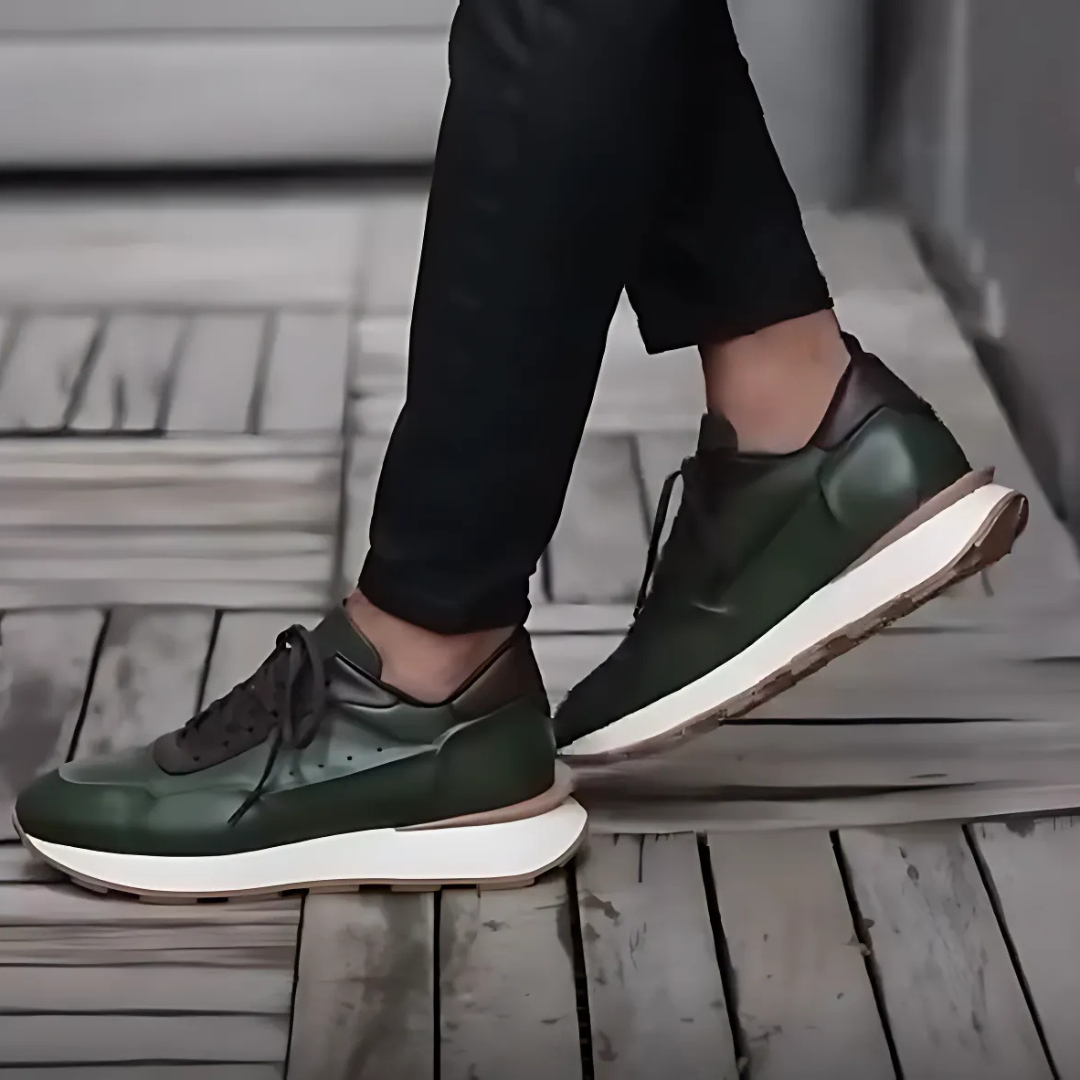 Zapatillas de cuero con suelas ergonómicas antideslizante para hombre