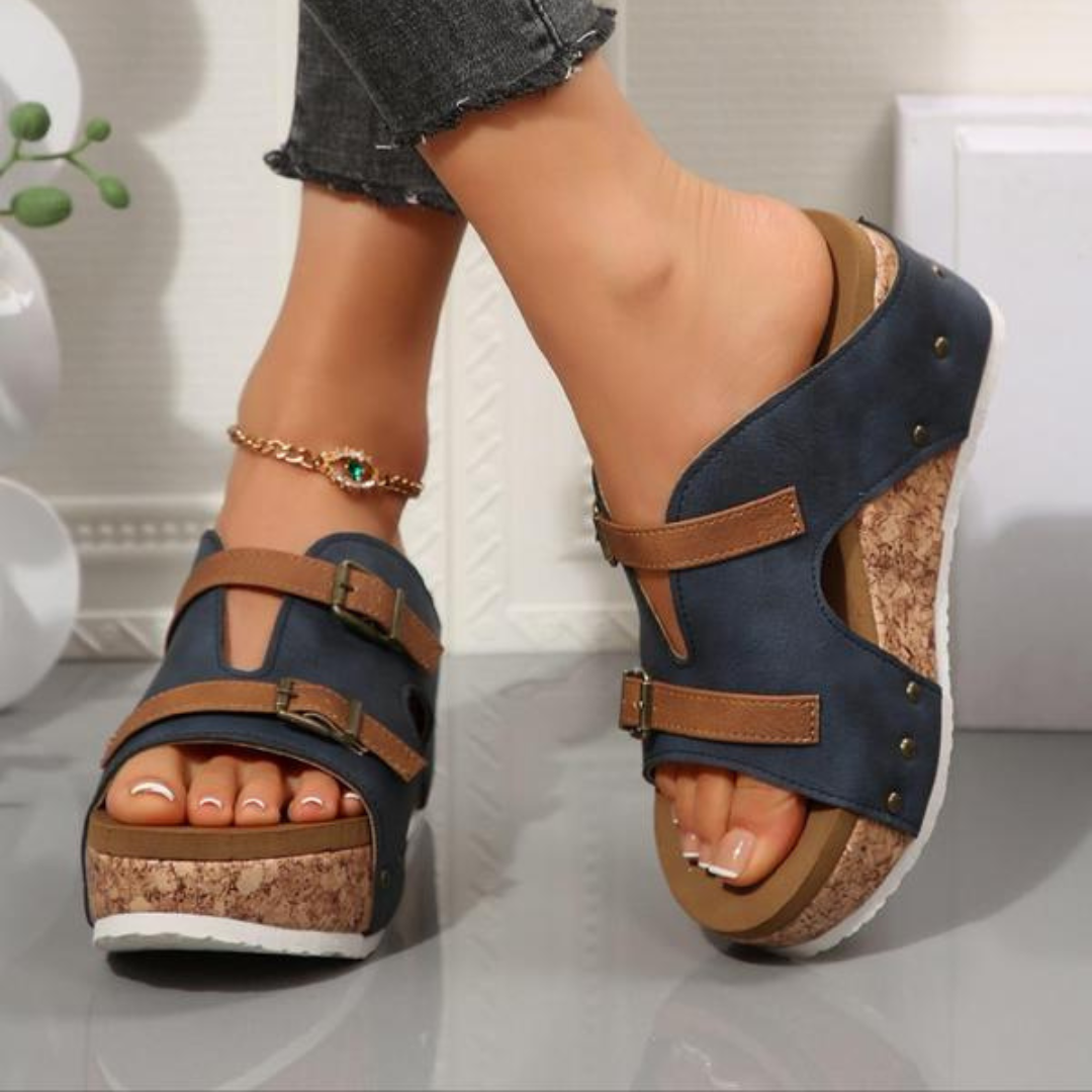 Sandalias de cuña con doble broche para mujer®