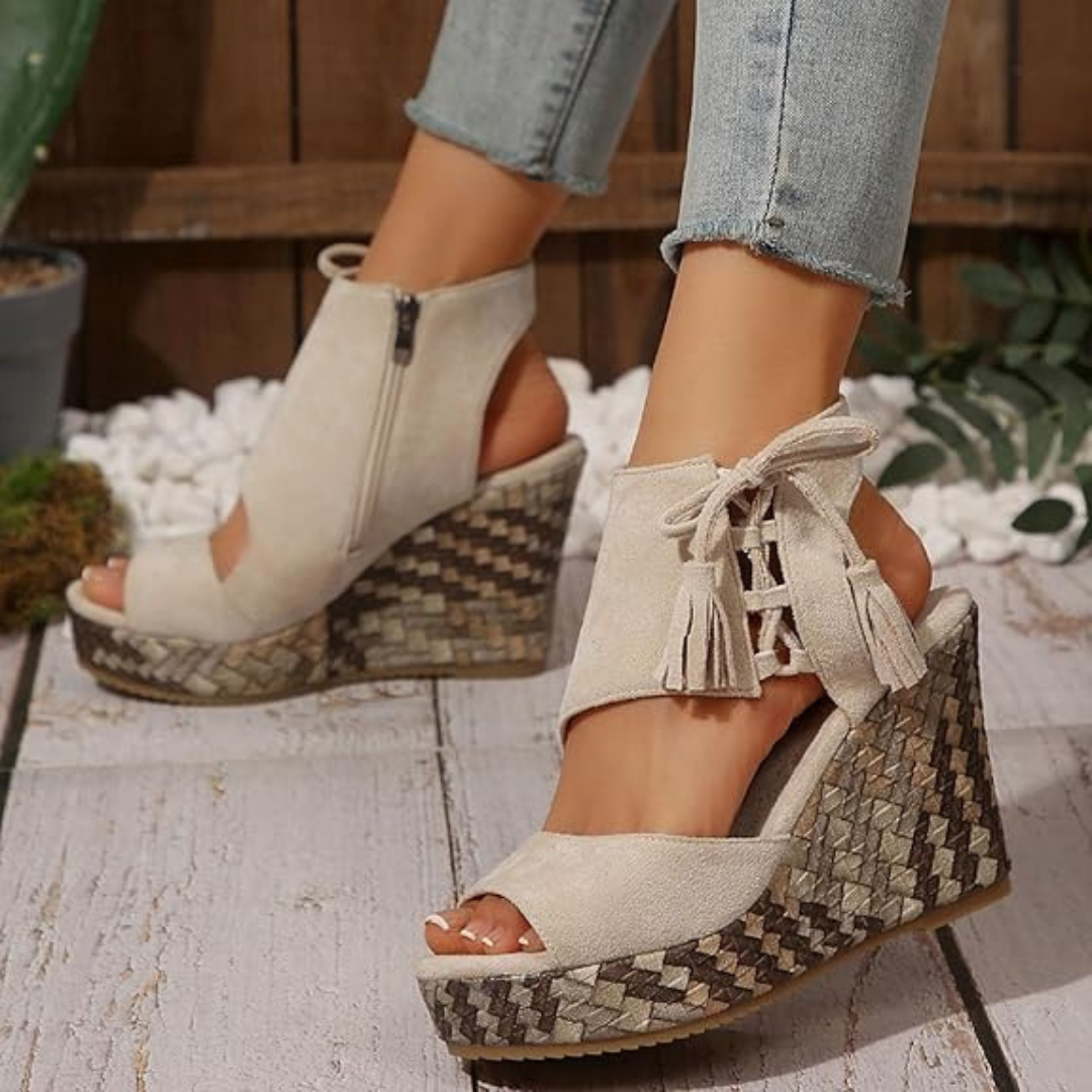 Sandalias de cuña con plataforma y punta abierta para mujer®
