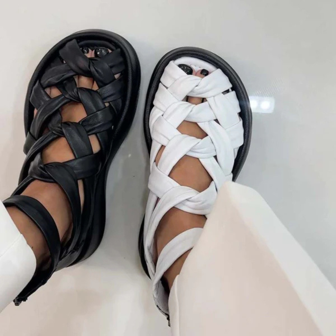 Sandalias de plataforma tejidas con suela suave
