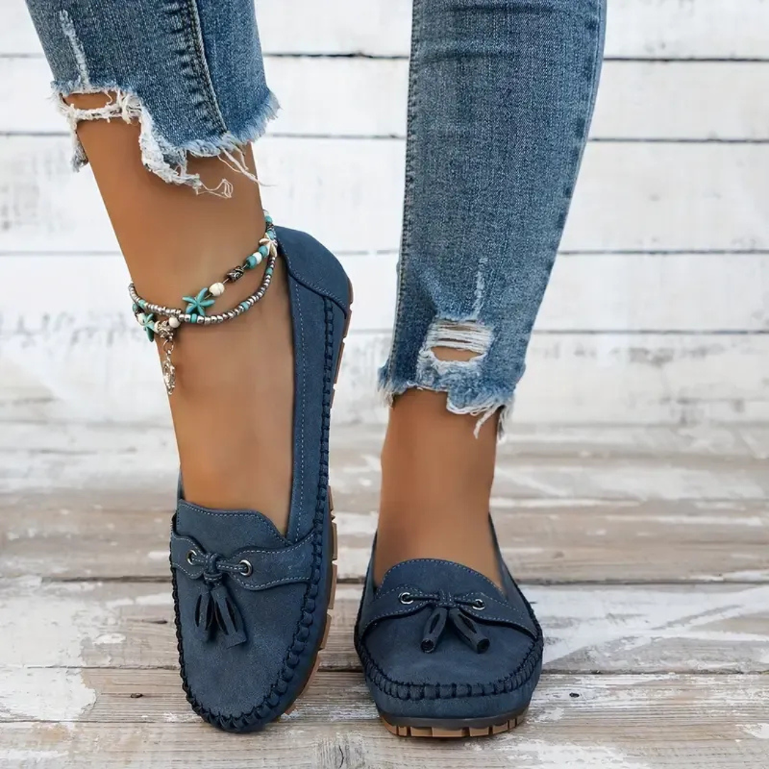 Suaves y cómodos mocasines de mujer estilo vintage con lazo
