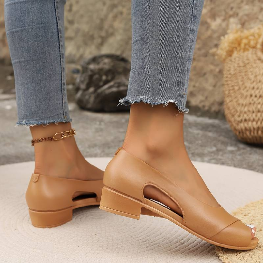 Sandalias de tacón bajo con suela ortopédica para mujer