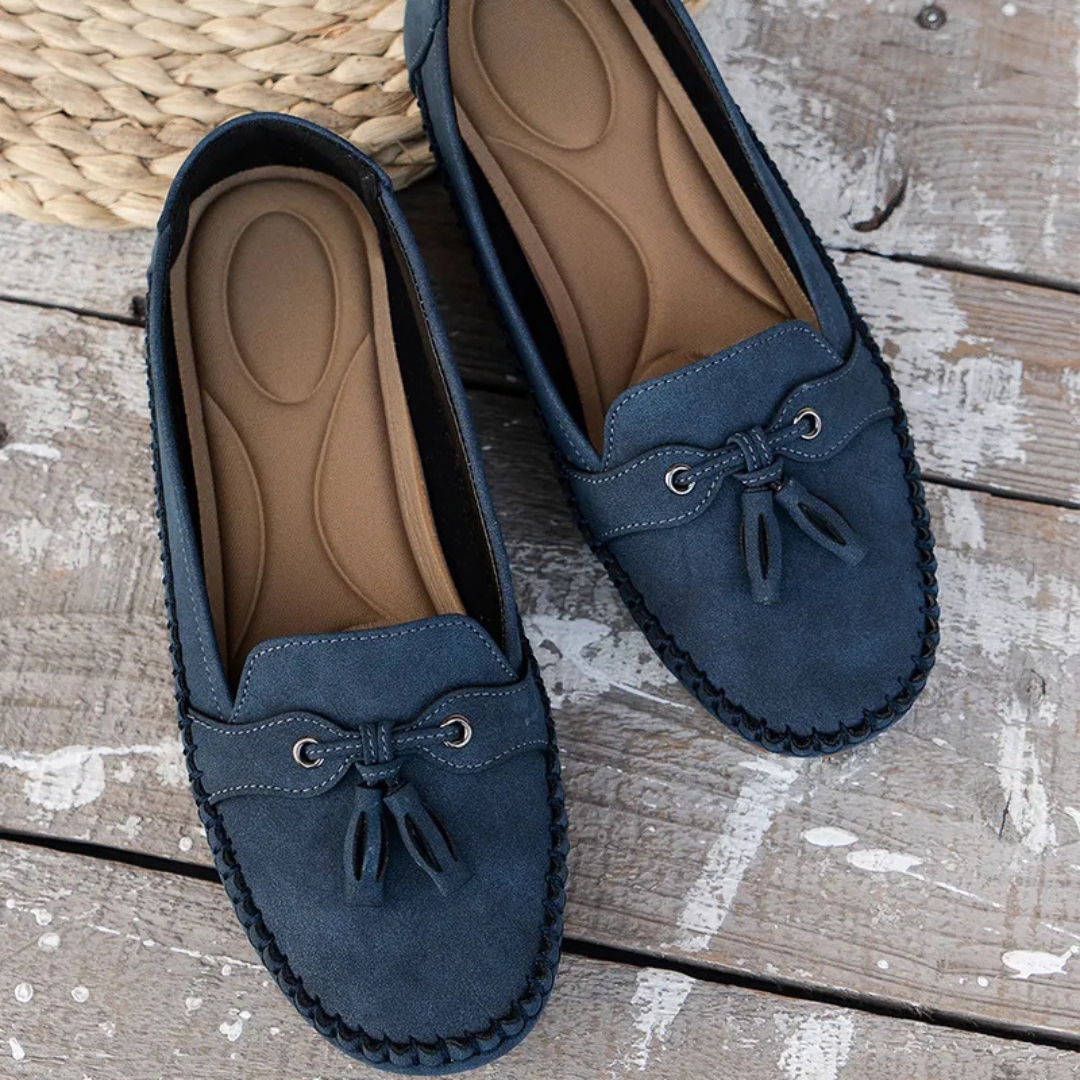Suaves y cómodos mocasines de mujer estilo vintage con lazo