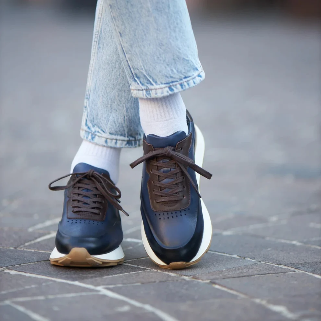 Zapatillas de cuero con suelas ergonómicas antideslizante para hombre