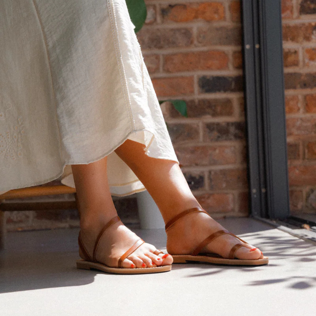 Sandalias Bajas sin Broche de Tiras Finas para Mujer