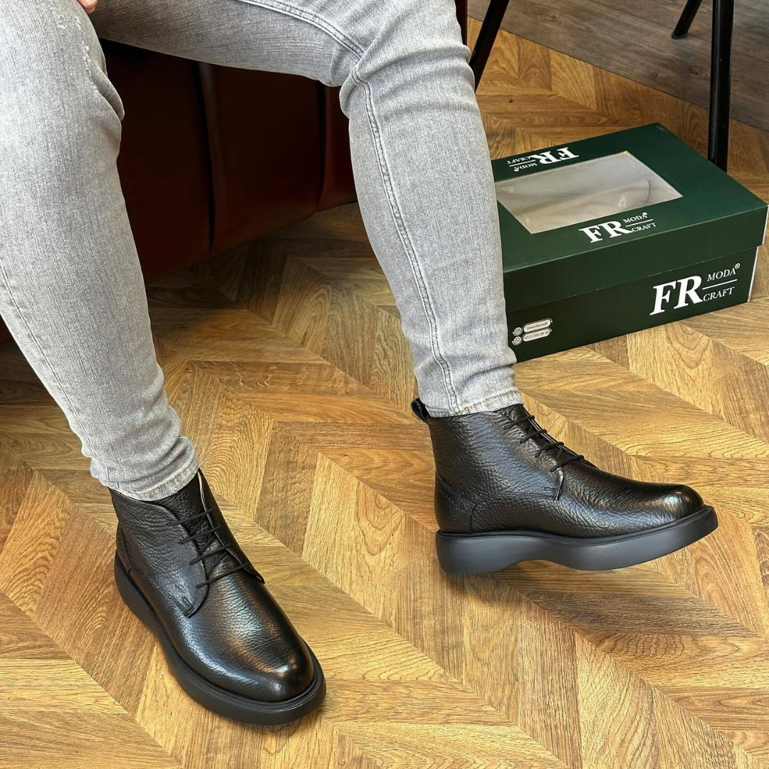 Botas de Cuero de Textura Rugosa para Hombre