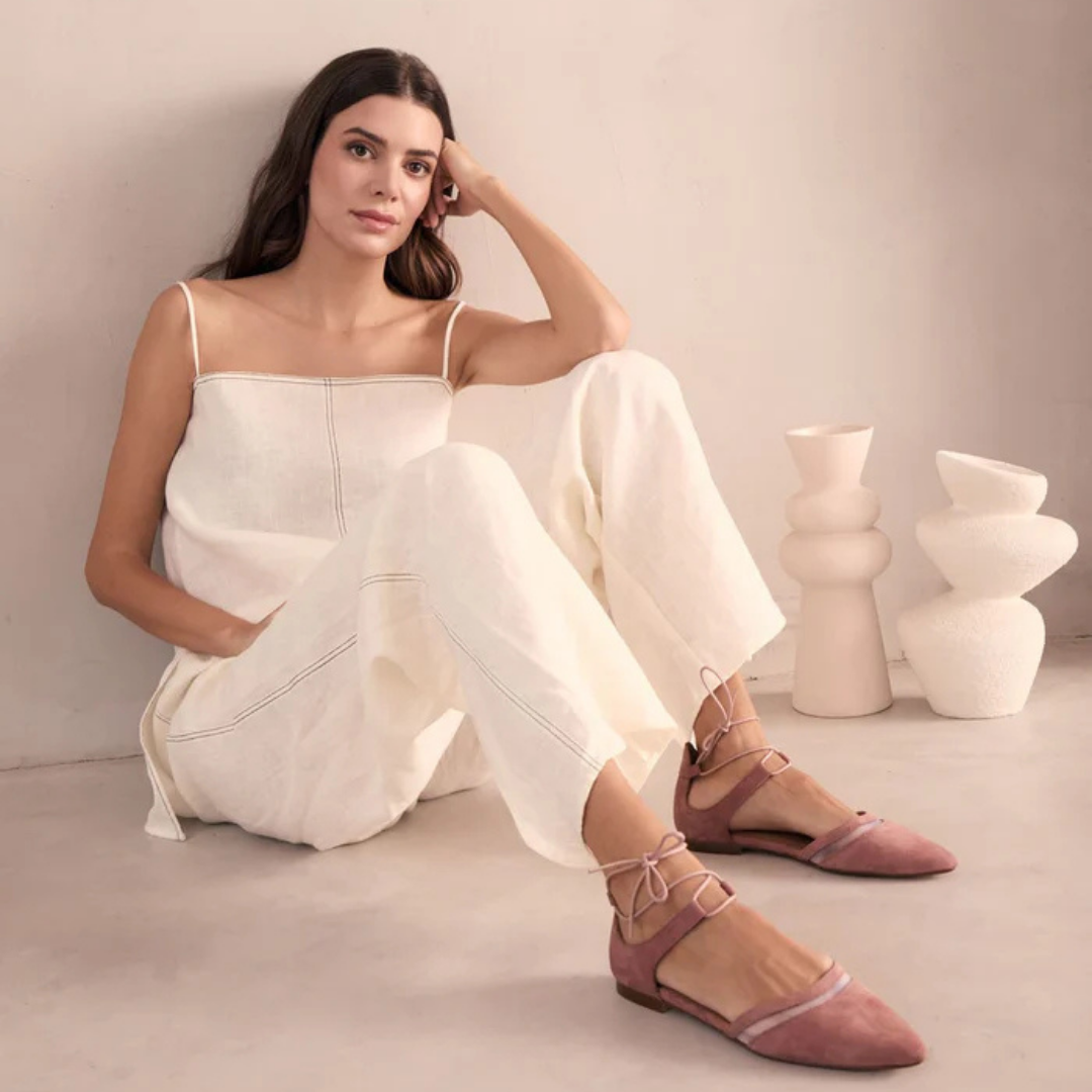 Sandalia Casual en Gamuza Rosa para Mujer