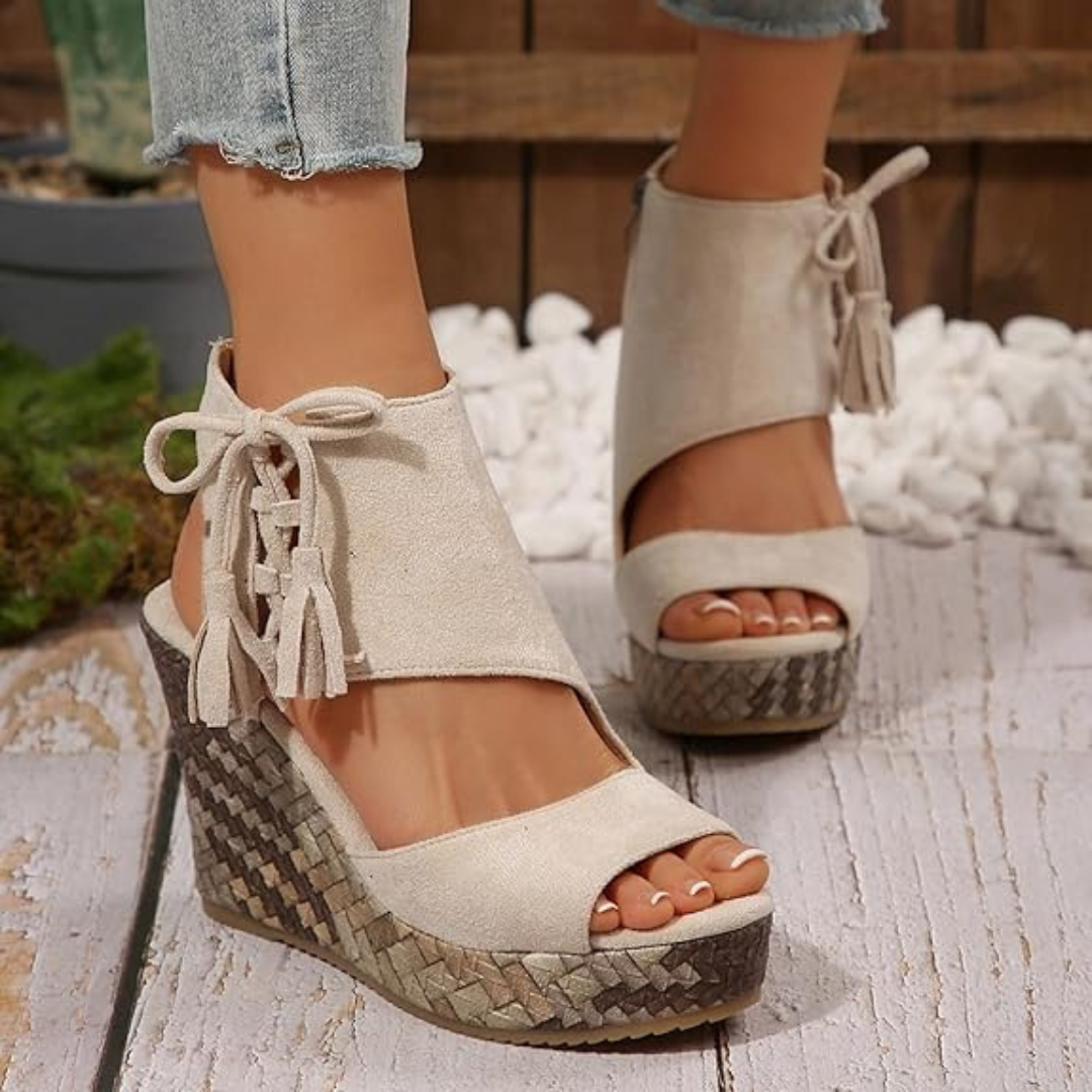 Sandalias de cuña con plataforma y punta abierta para mujer®