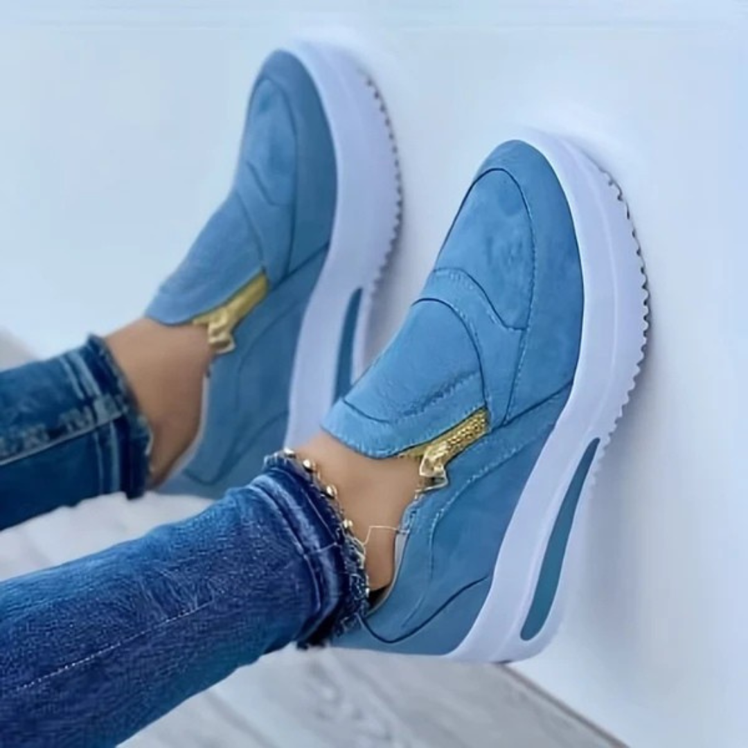 Zapatillas de mujer ligeras y cómodas con cremallera lateral