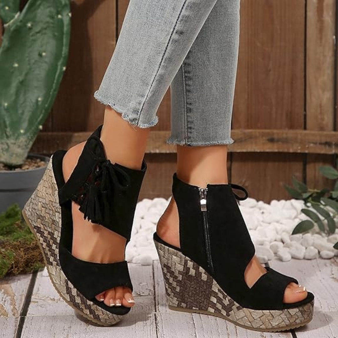 Sandalias de cuña con plataforma y punta abierta para mujer®