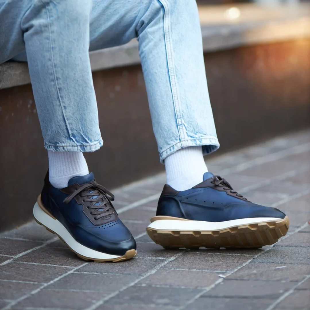 Zapatillas de cuero con suelas ergonómicas antideslizante para hombre