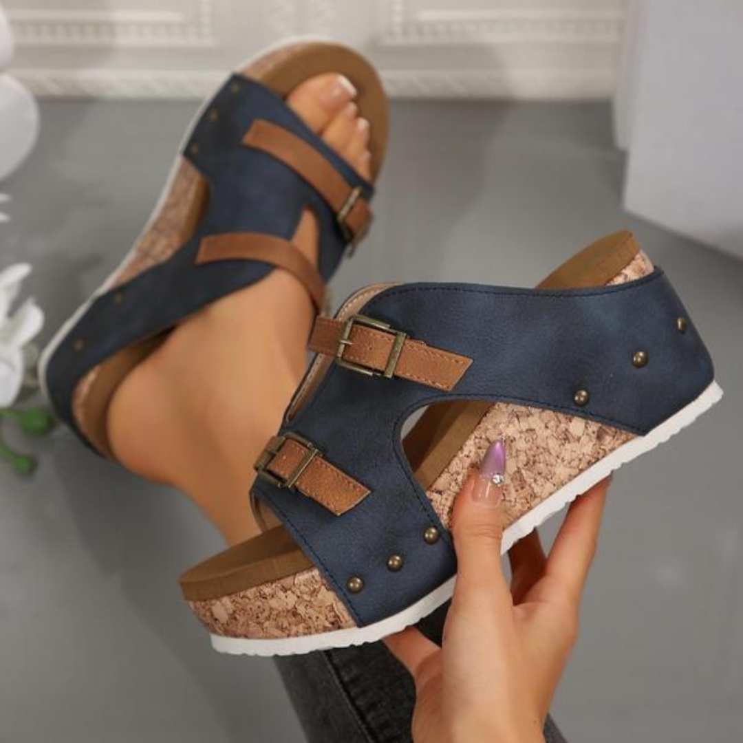 Sandalias de cuña con doble broche para mujer®