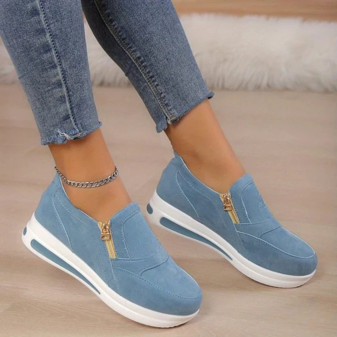 Zapatillas de mujer ligeras y cómodas con cremallera lateral
