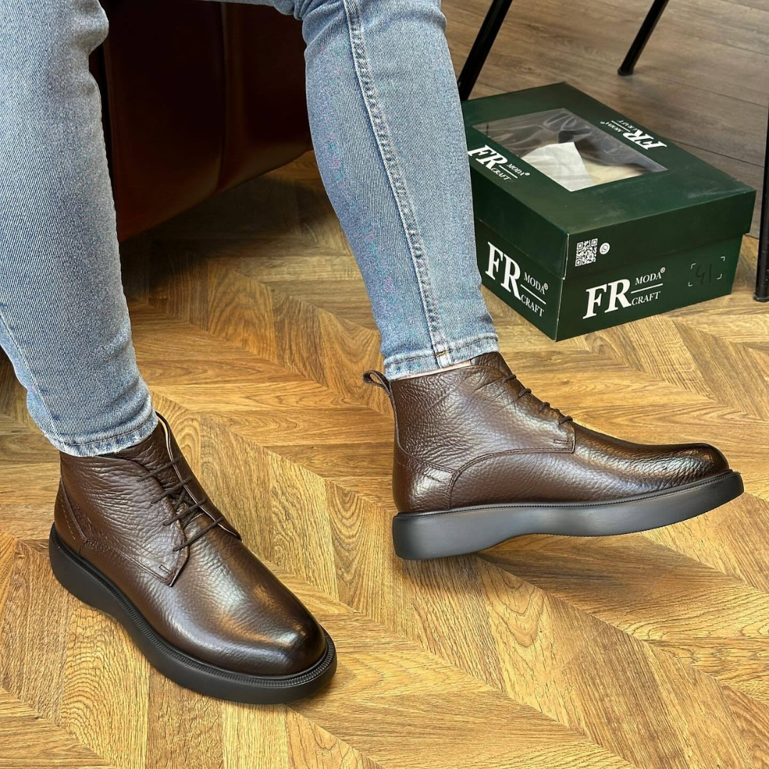 Botas de Cuero de Textura Rugosa para Hombre