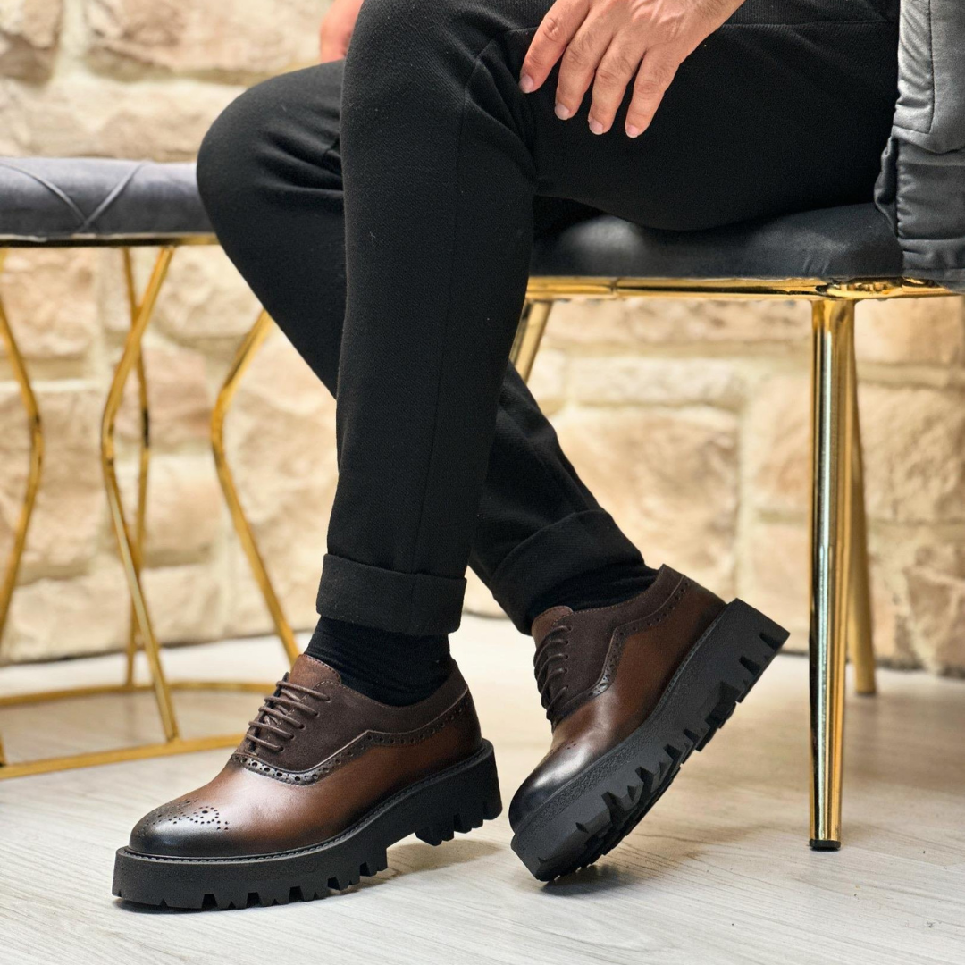 Zapatos casuales clásicos de cuero genuino y ante para hombre®