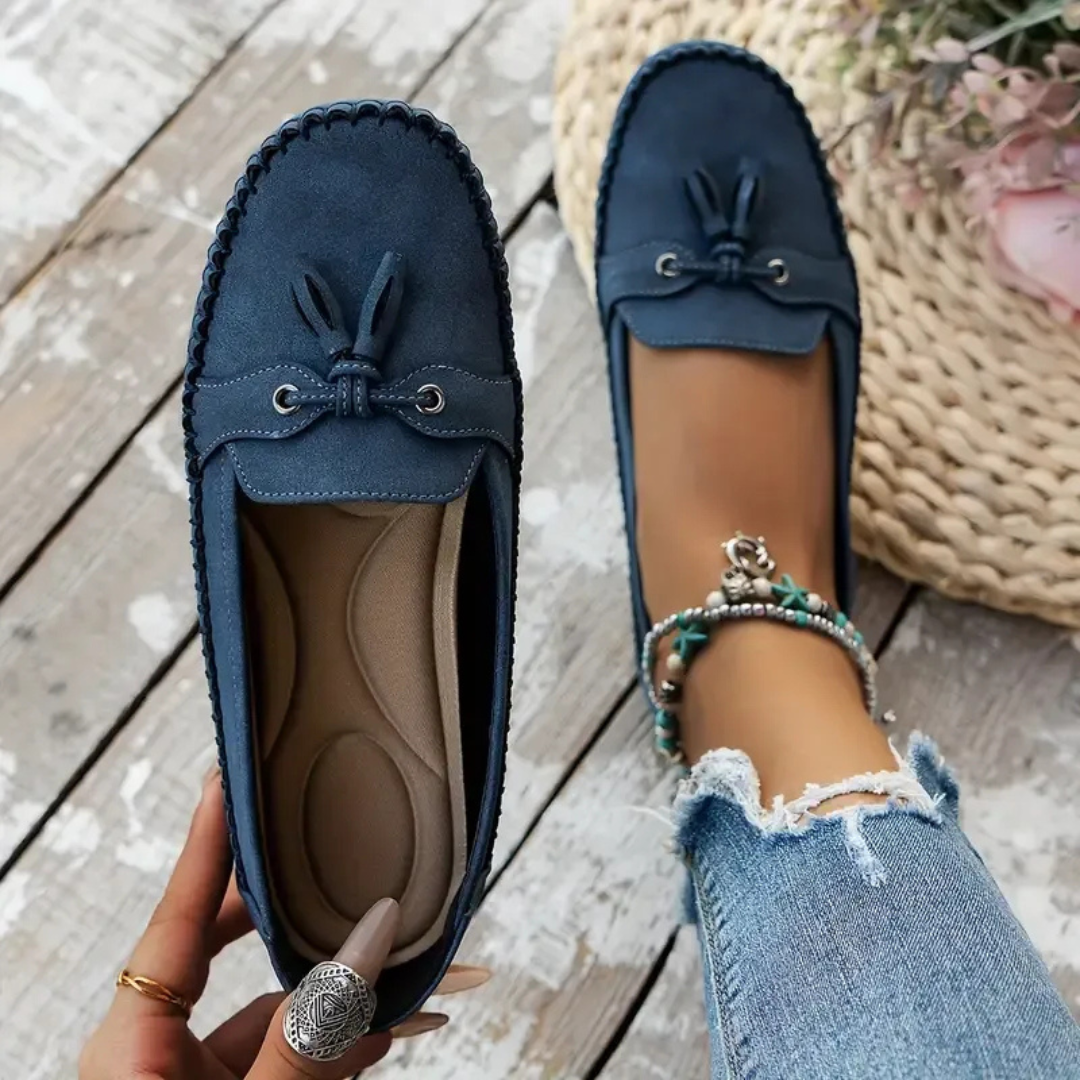 Suaves y cómodos mocasines de mujer estilo vintage con lazo