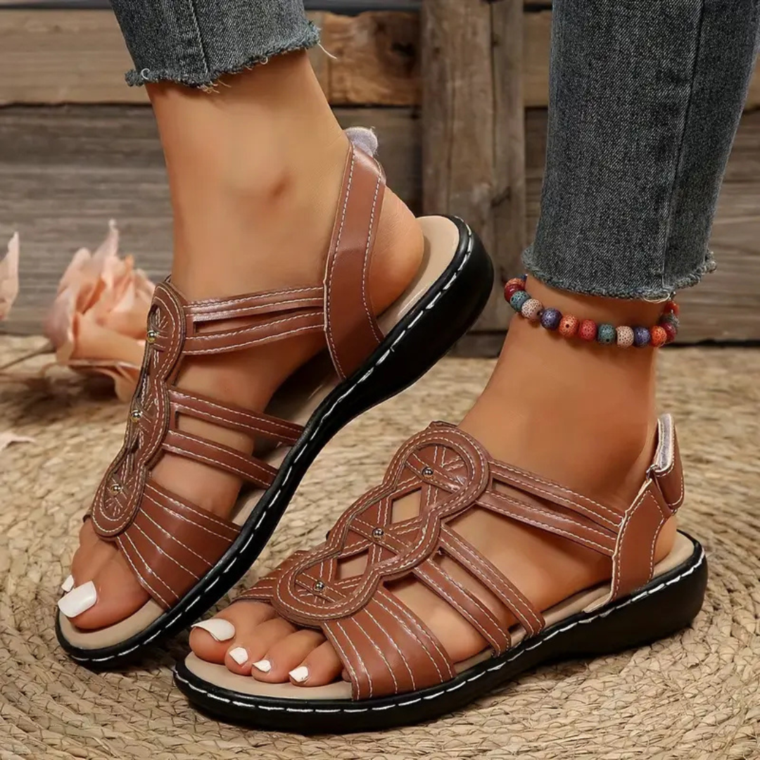 Sandalias en Cuero con suelas ergonómicas para Mujer