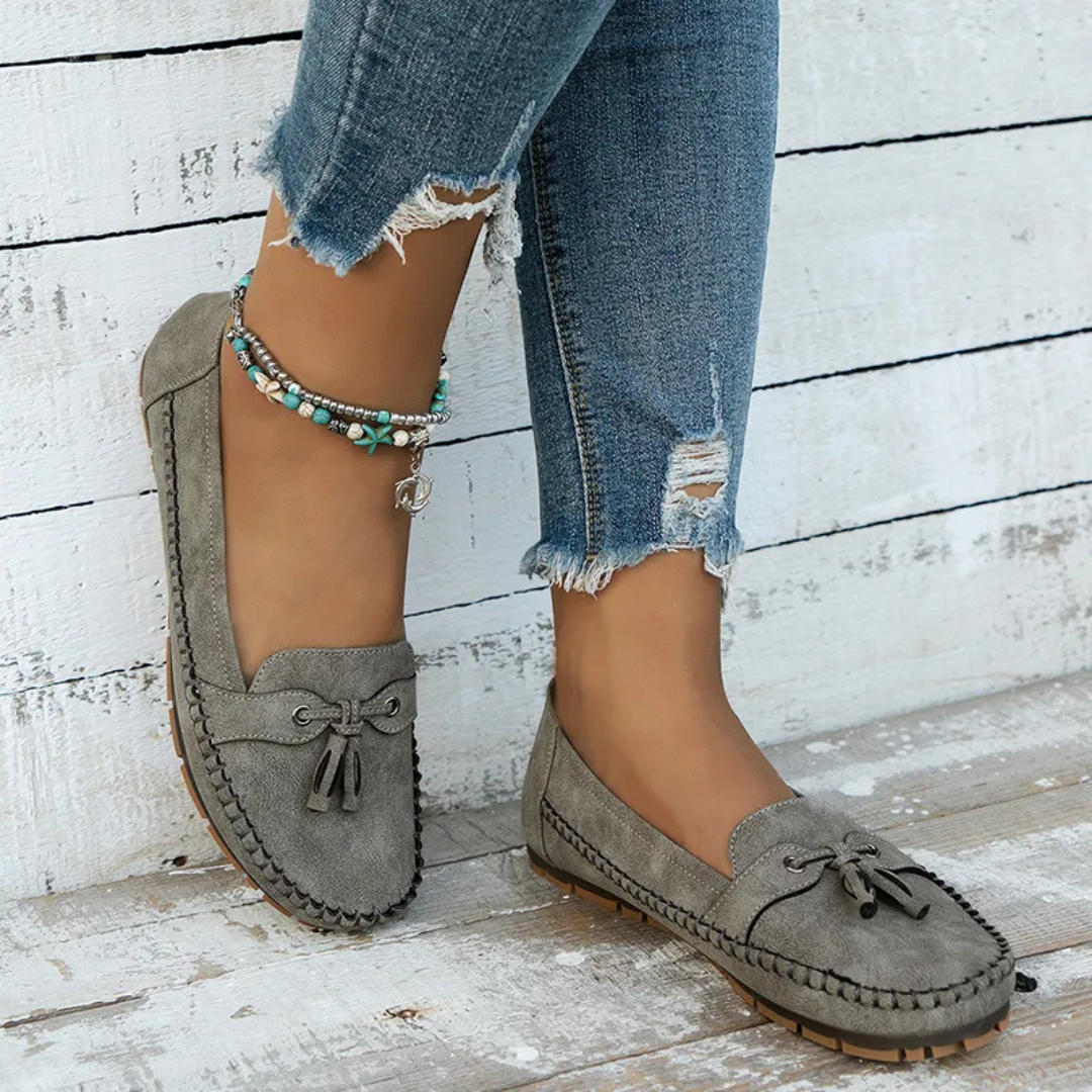 Suaves y cómodos mocasines de mujer estilo vintage con lazo
