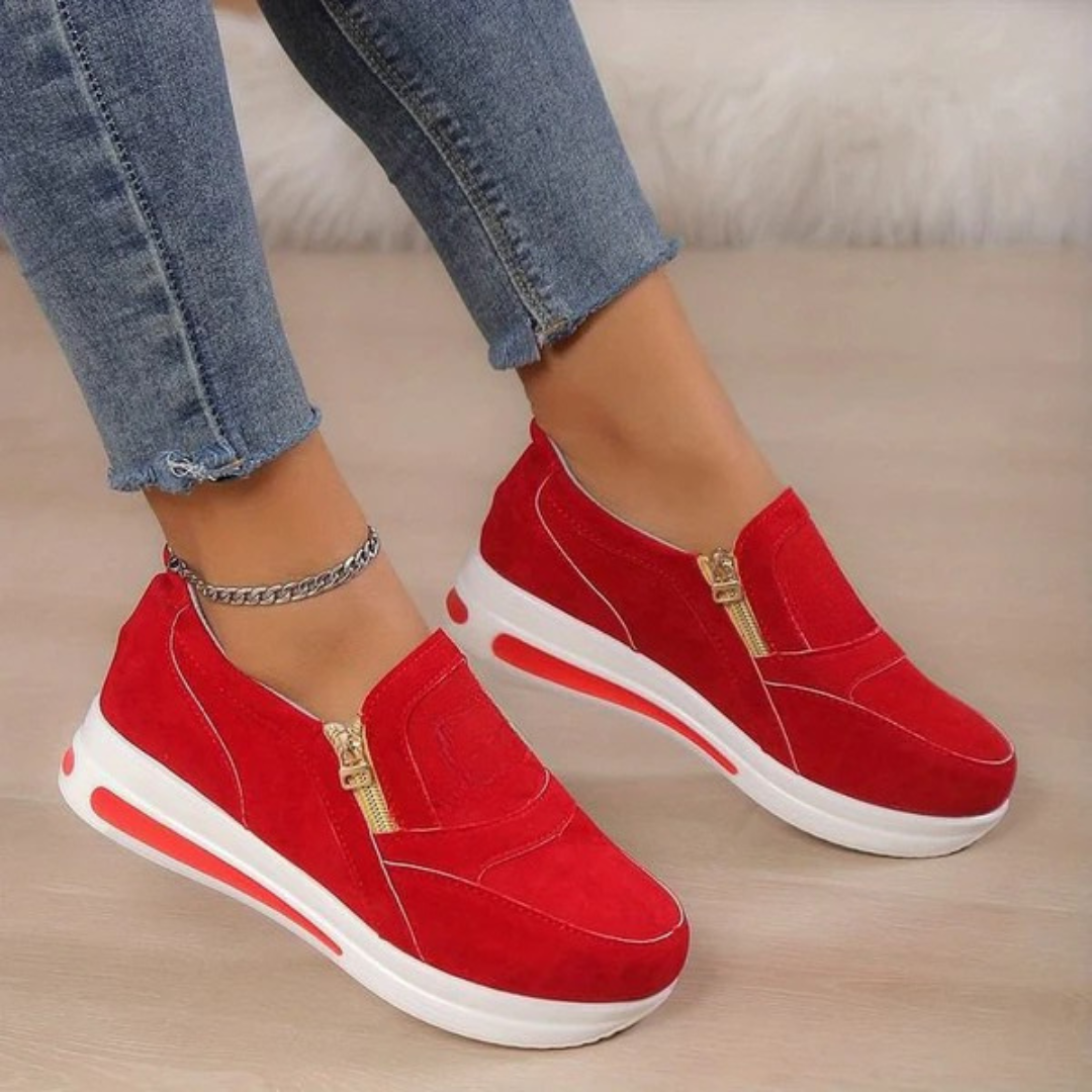 Zapatillas de mujer ligeras y cómodas con cremallera lateral