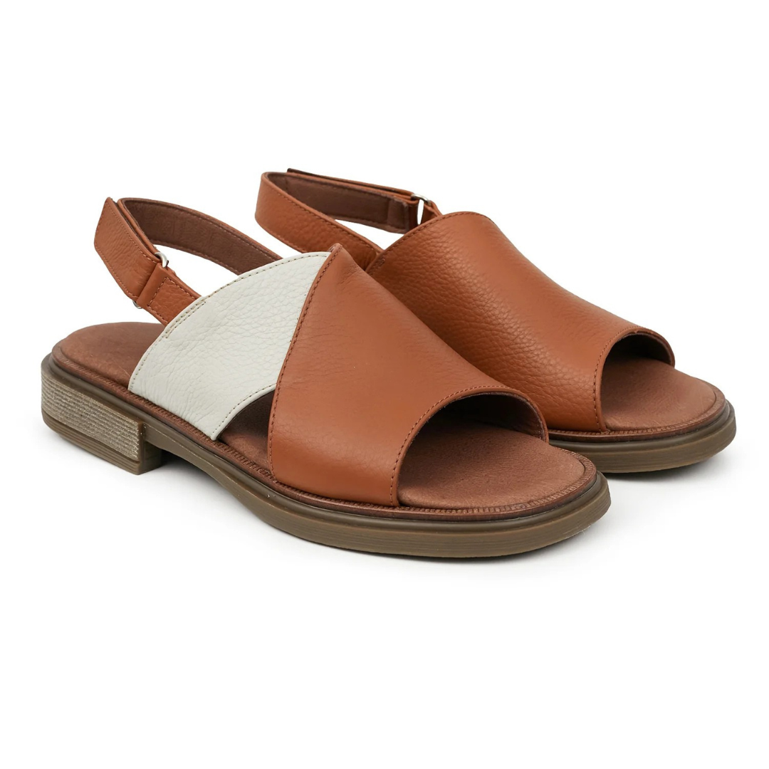 Sandalias de cuero en dos tonos®