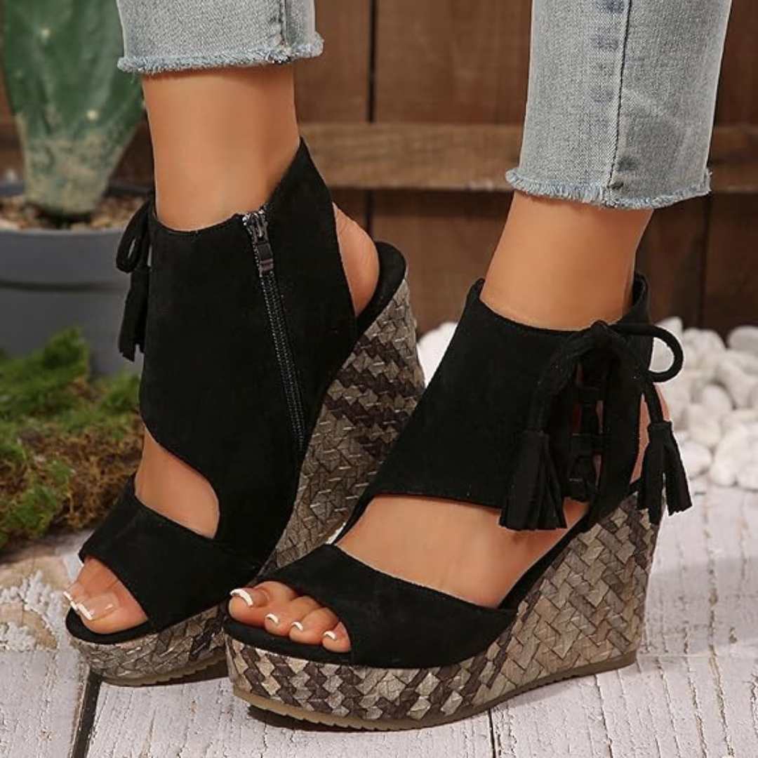 Sandalias de cuña con plataforma y punta abierta para mujer®