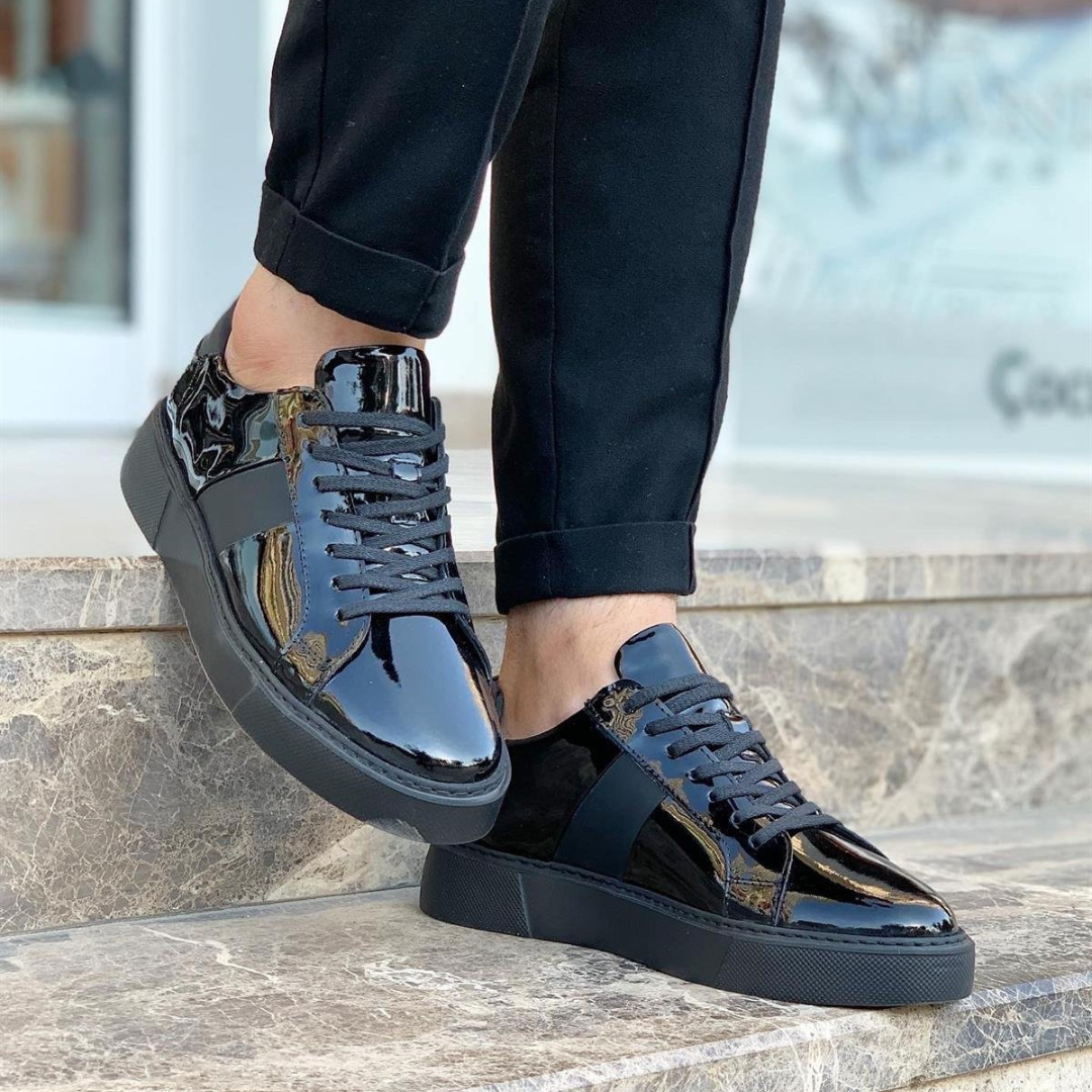 Zapatillas de cuero para hombre con suela gruesa y un diseño urbano elegante®
