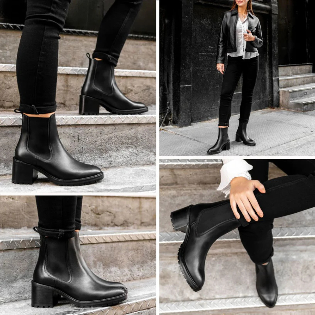 Botas de Cuero con Tacón para Mujer