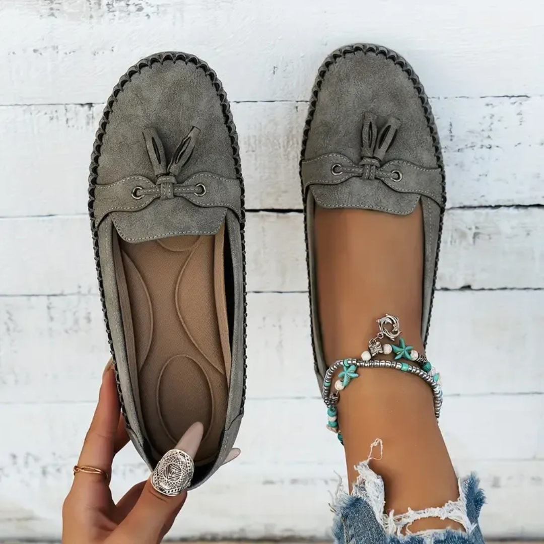 Suaves y cómodos mocasines de mujer estilo vintage con lazo