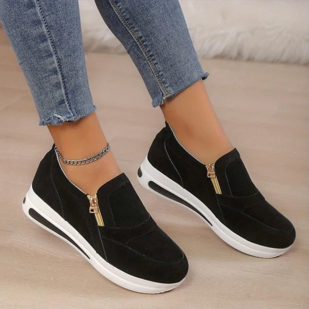 Zapatillas de mujer ligeras y cómodas con cremallera lateral