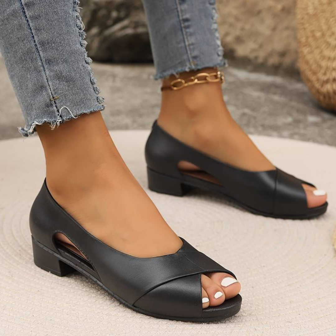 Sandalias de tacón bajo con suela ortopédica para mujer