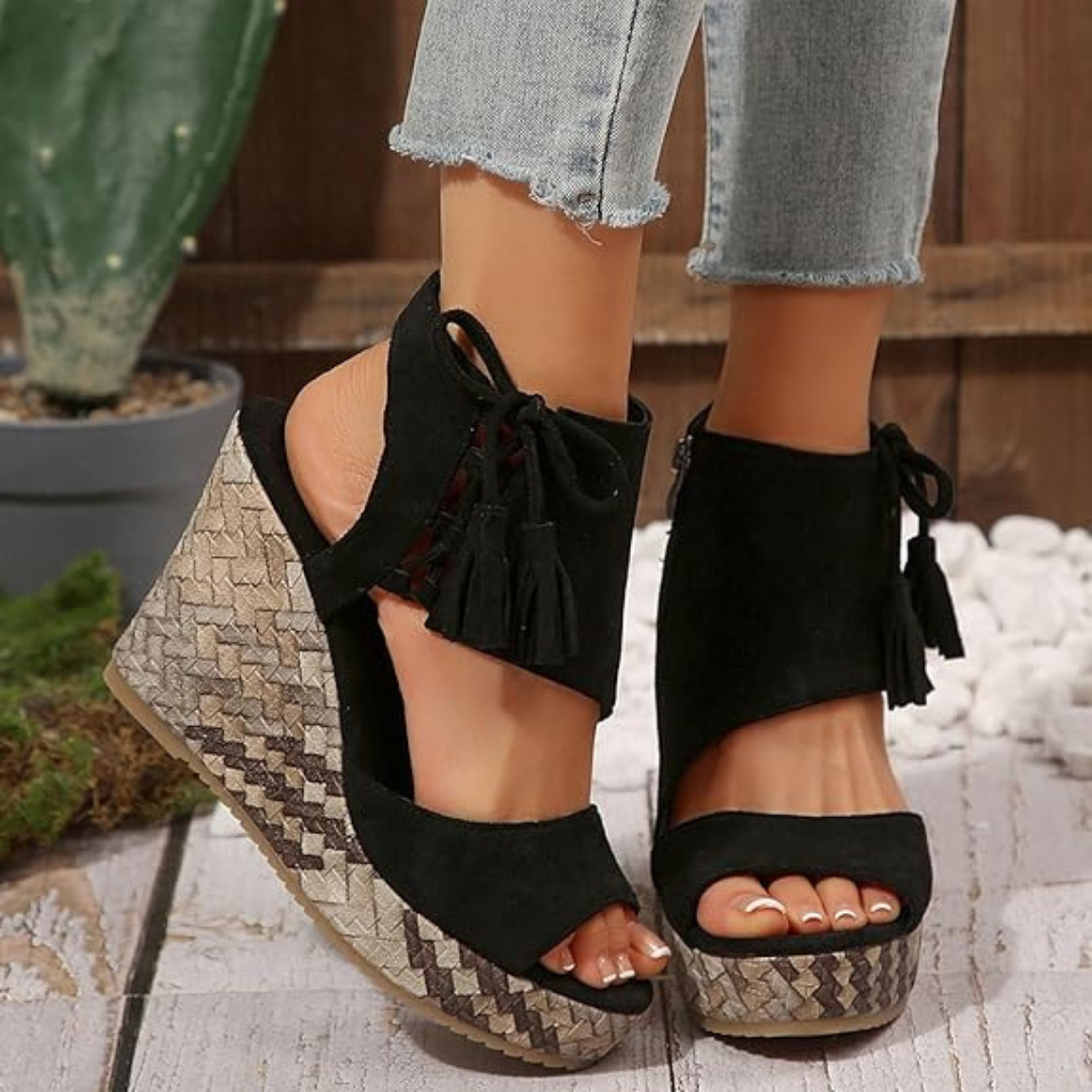 Sandalias de cuña con plataforma y punta abierta para mujer®