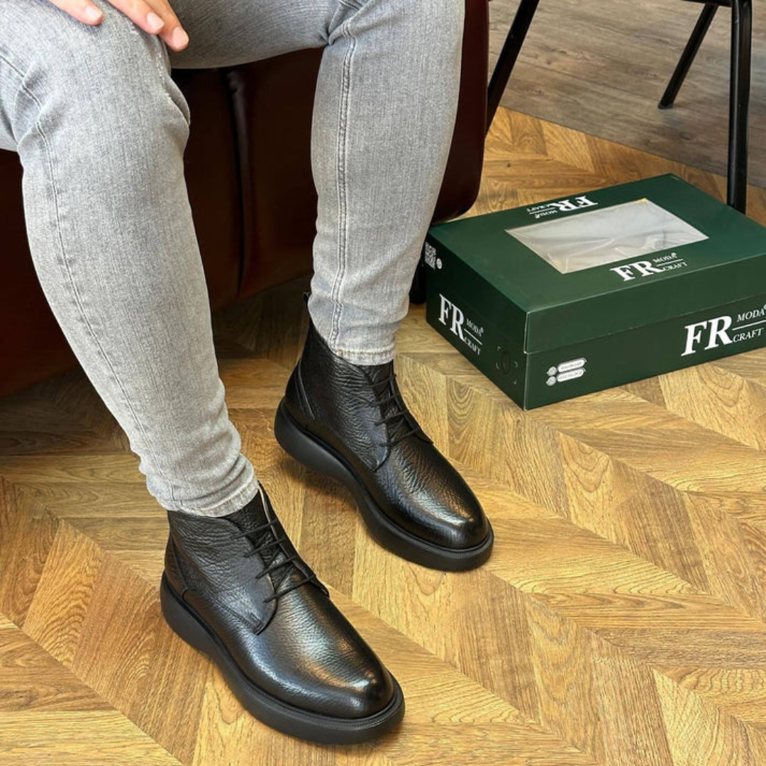 Botas de Cuero de Textura Rugosa para Hombre