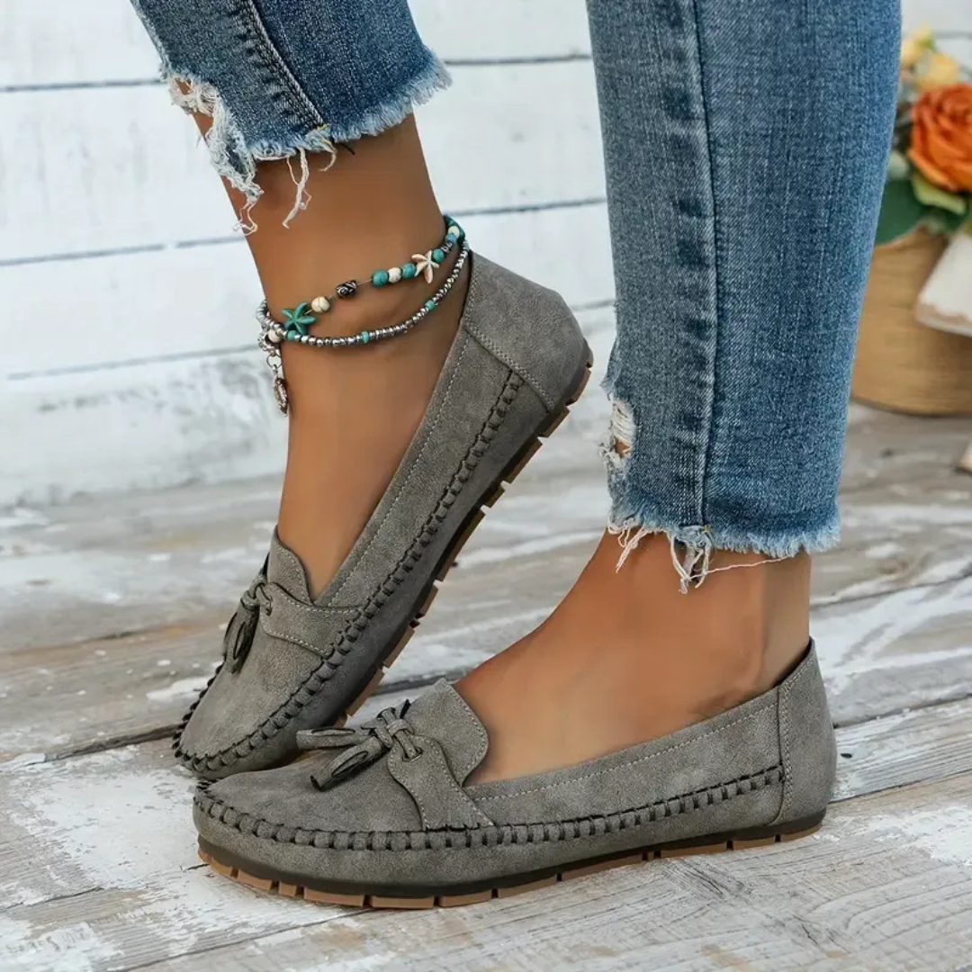 Suaves y cómodos mocasines de mujer estilo vintage con lazo