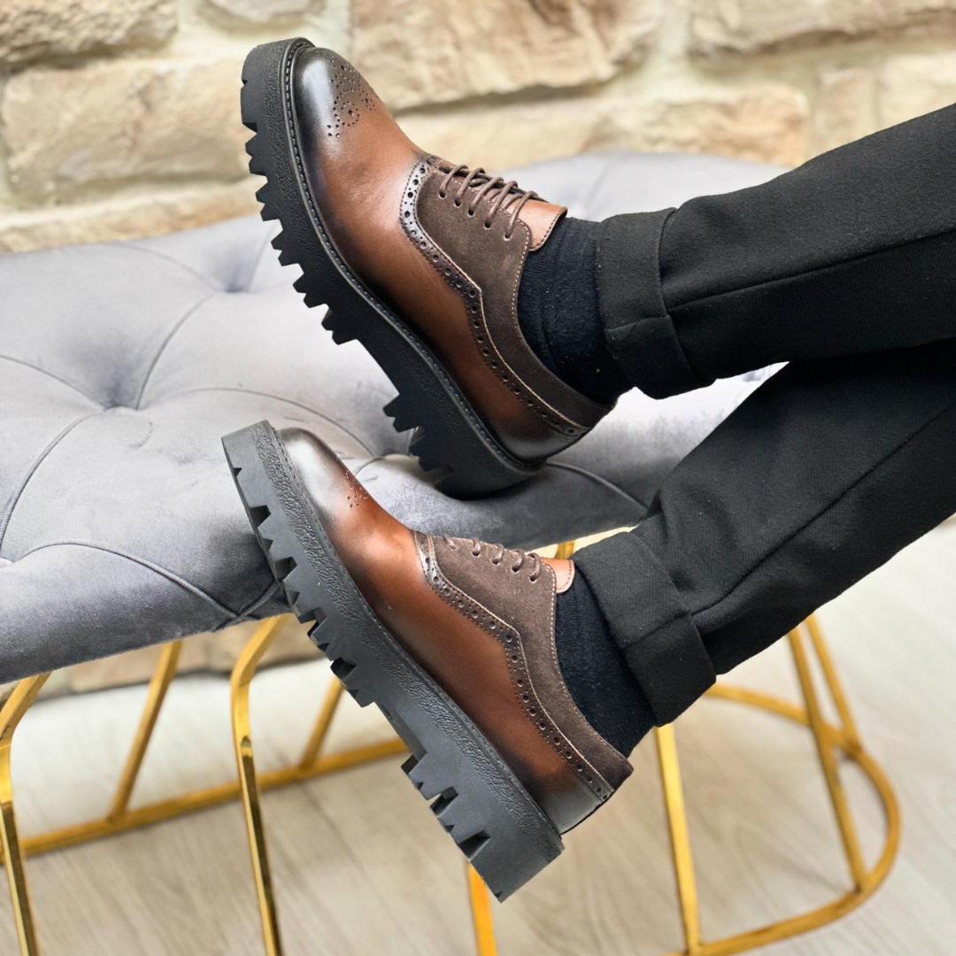 Zapatos casuales clásicos de cuero genuino y ante para hombre®