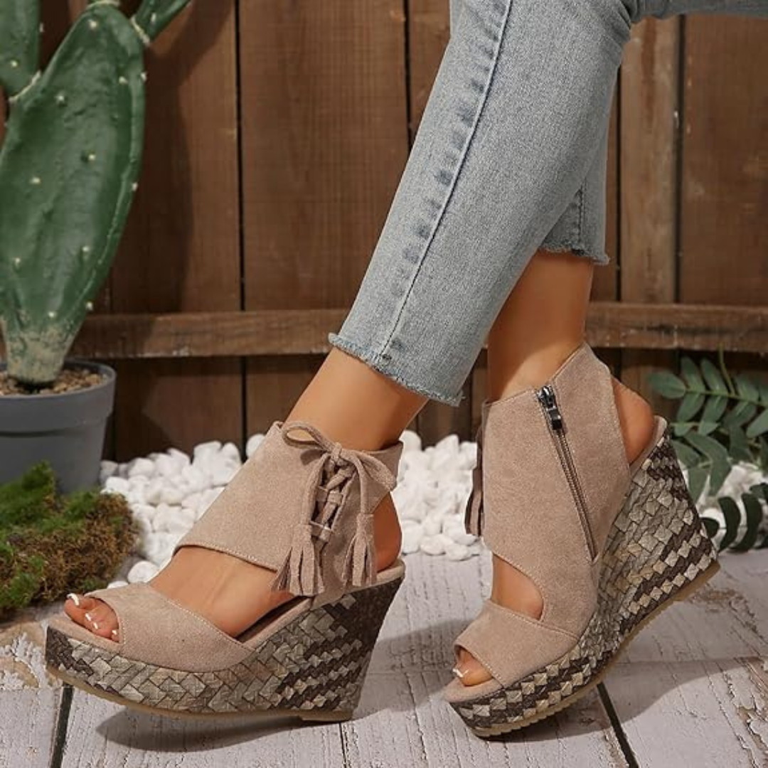 Sandalias de cuña con plataforma y punta abierta para mujer®