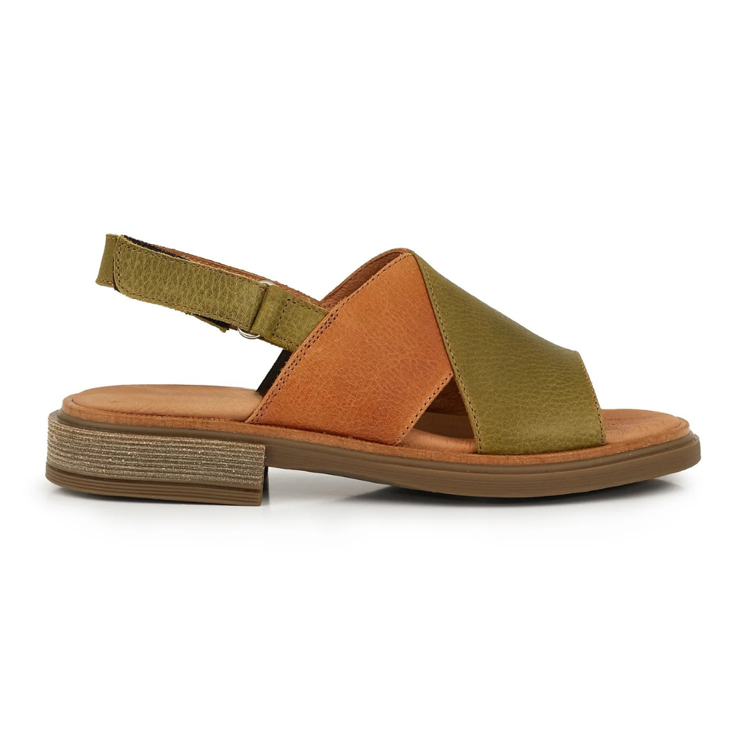 Sandalias de cuero en dos tonos®