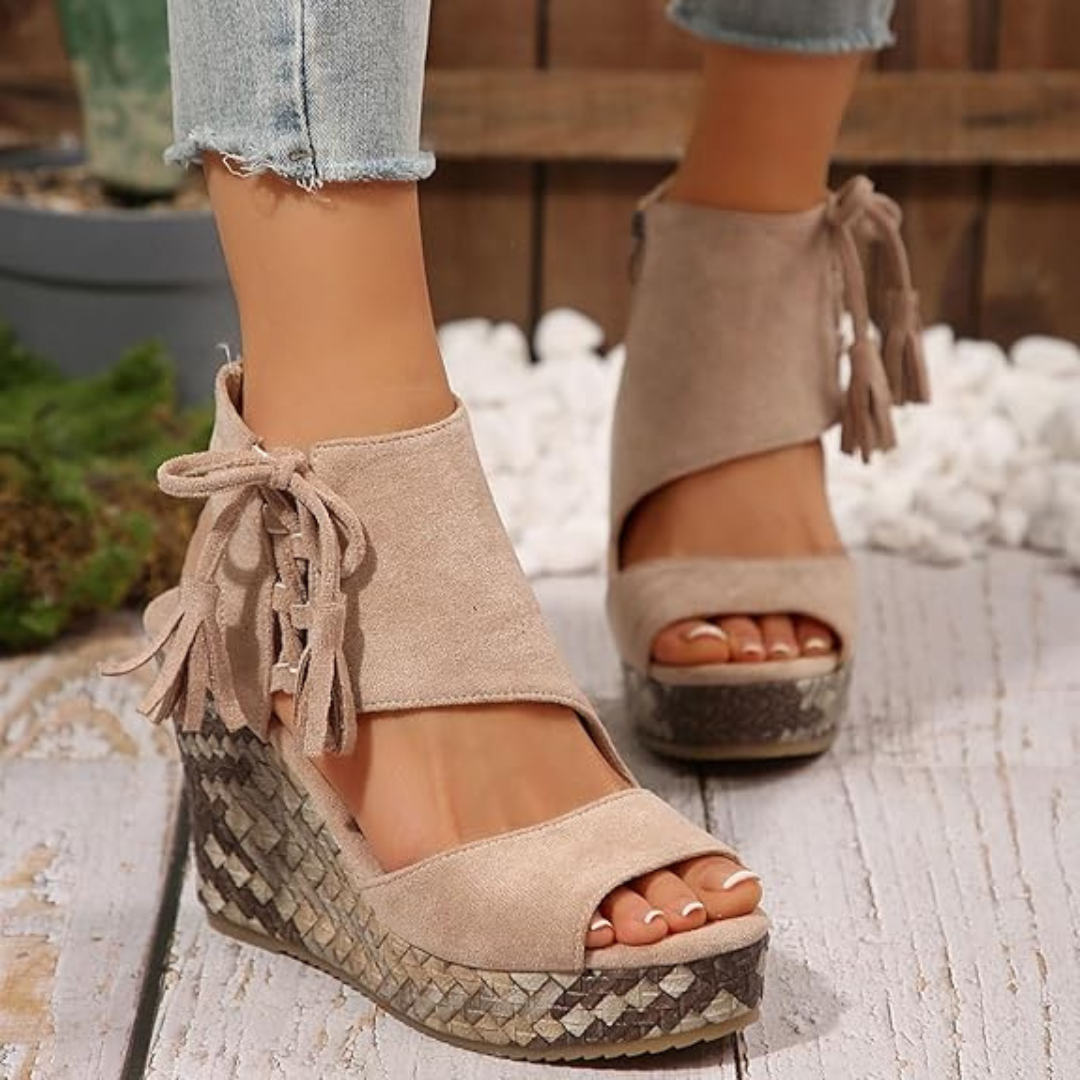 Sandalias de cuña con plataforma y punta abierta para mujer®