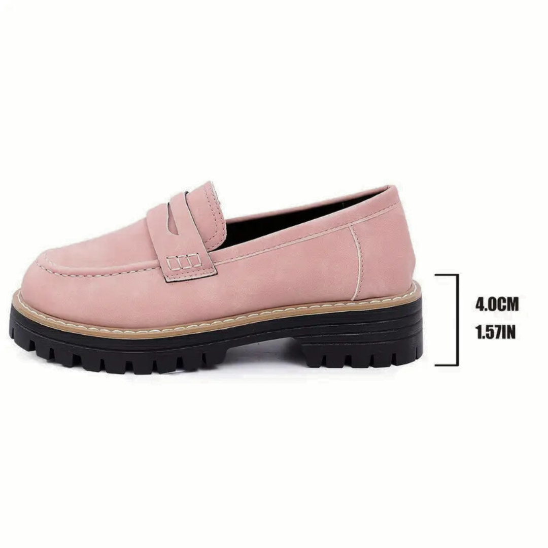 Mocasines de plataforma con suela gruesa, cómodos en color rosa para mujeres