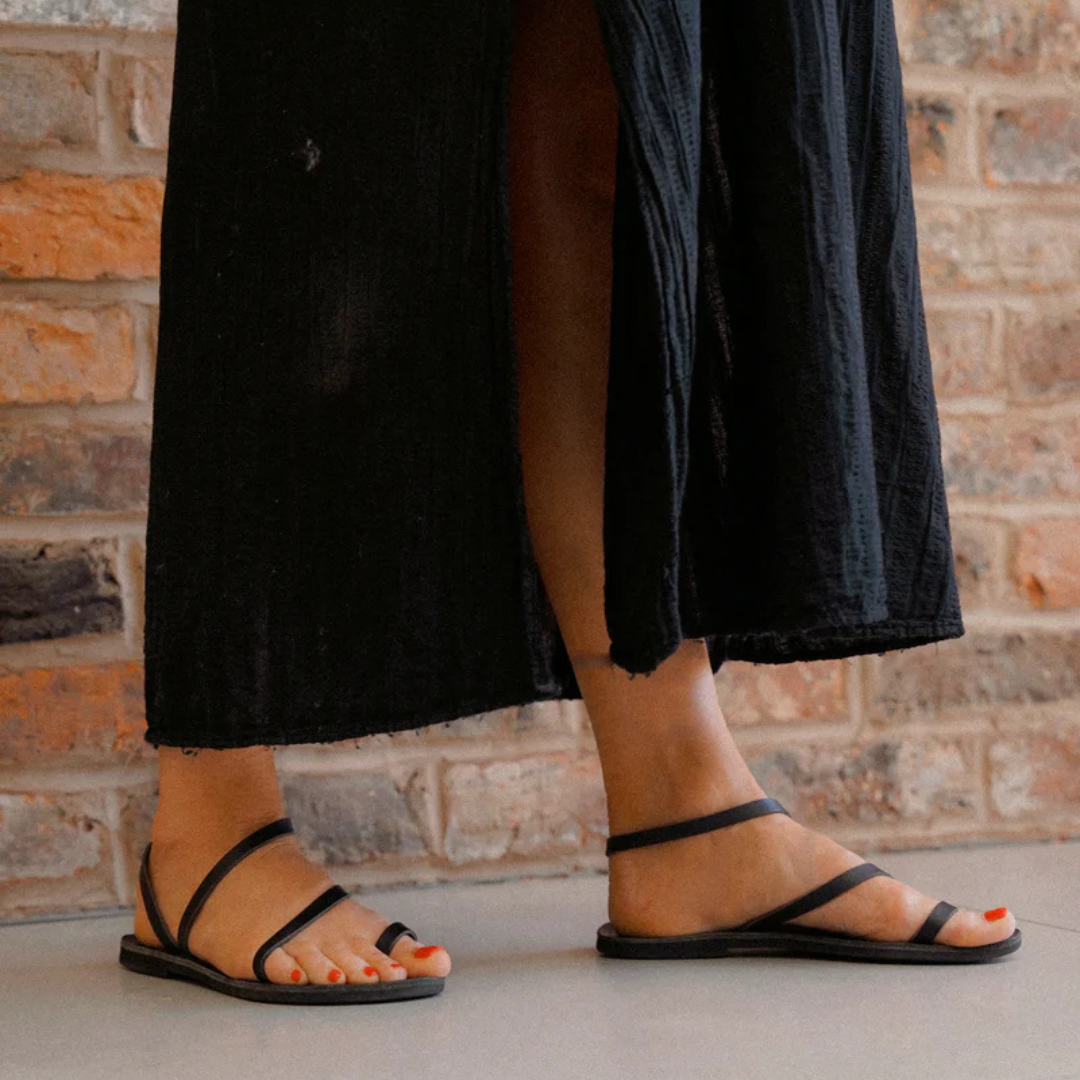 Sandalias Bajas sin Broche de Tiras Finas para Mujer
